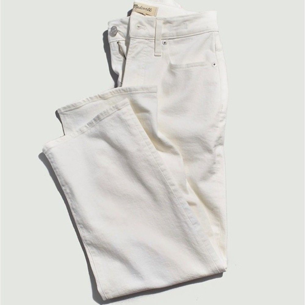 Madewell Perfect Vintage Wide Leg Crop Jeans Size 31 X 27 Tile White Summer - Picture 6 of 12